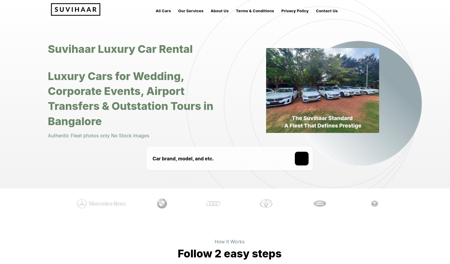 Suvihaar Luxury Car Rental website design