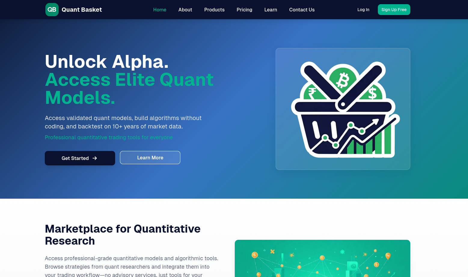 Quant Basket website design